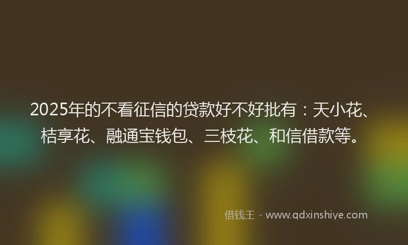 2025年的不看征信的贷款好不好批有：天小花、桔享花、融通宝钱包、三枝花、和信借款等。