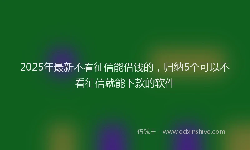 2025年最新不看征信能借钱的，归纳5个可以不看征信就能下款的软件