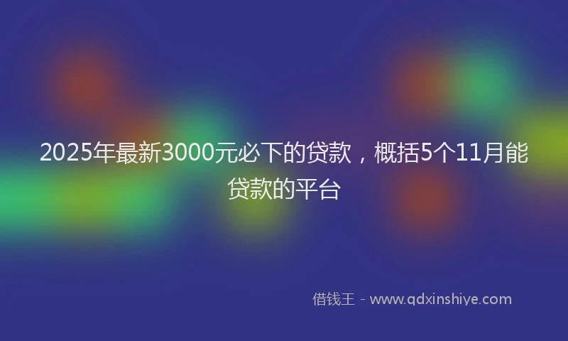 2025年最新3000元必下的贷款，概括5个11月能贷款的平台