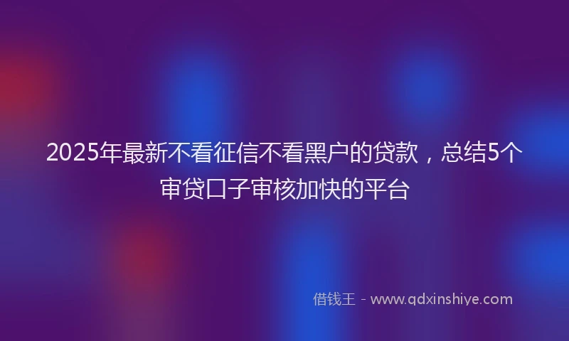 2025年最新不看征信不看黑户的贷款，总结5个审贷口子审核加快的平台