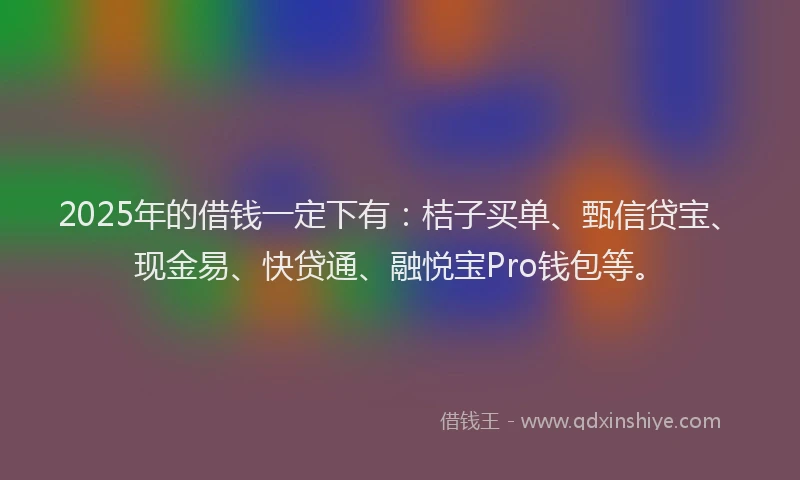 2025年的借钱一定下有：桔子买单、甄信贷宝、现金易、快贷通、融悦宝Pro钱包等。