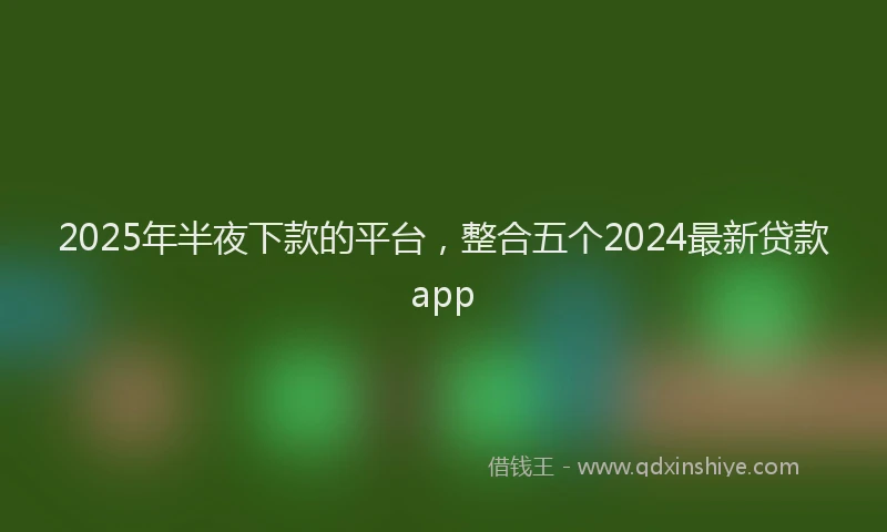 2025年半夜下款的平台，整合五个2024最新贷款app