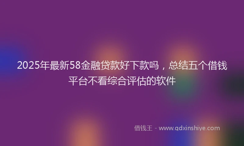 2025年最新58金融贷款好下款吗，总结五个借钱平台不看综合评估的软件