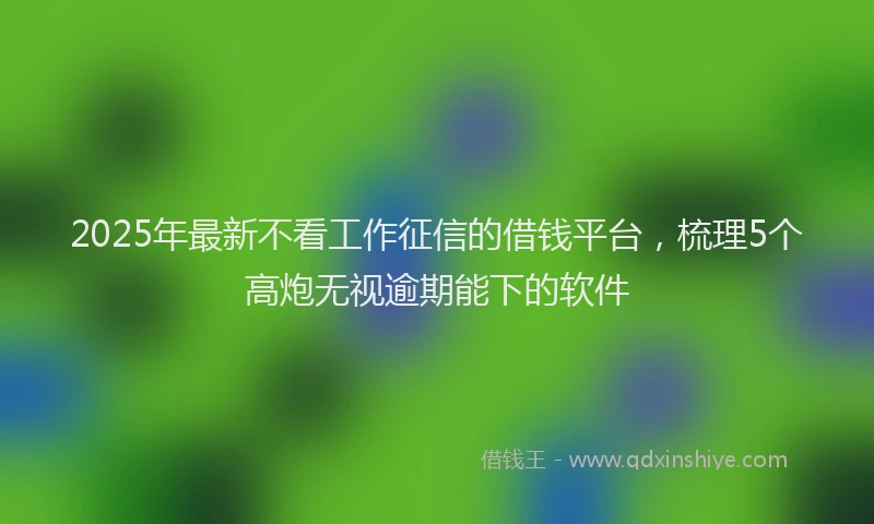 2025年最新不看工作征信的借钱平台，梳理5个高炮无视逾期能下的软件