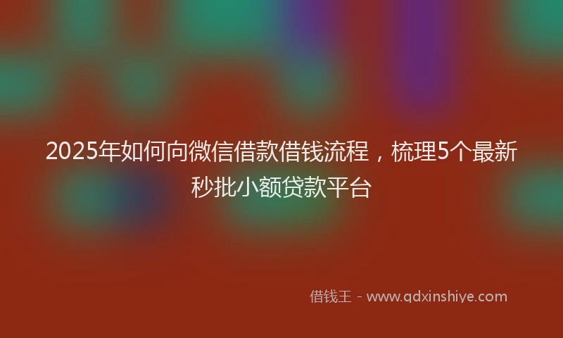 2025年如何向微信借款借钱流程，梳理5个最新秒批小额贷款平台