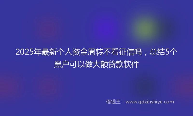 2025年最新个人资金周转不看征信吗，总结5个黑户可以做大额贷款软件