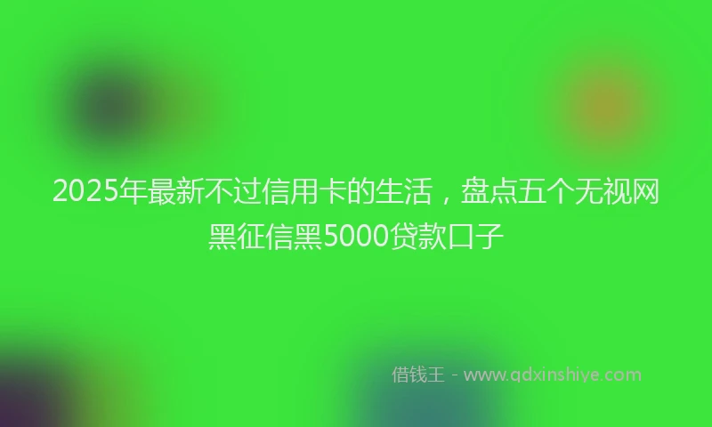 2025年最新不过信用卡的生活，盘点五个无视网黑征信黑5000贷款口子