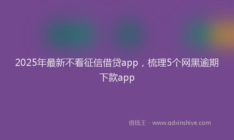 2025年最新不看征信借贷app，梳理5个网黑逾期下款app