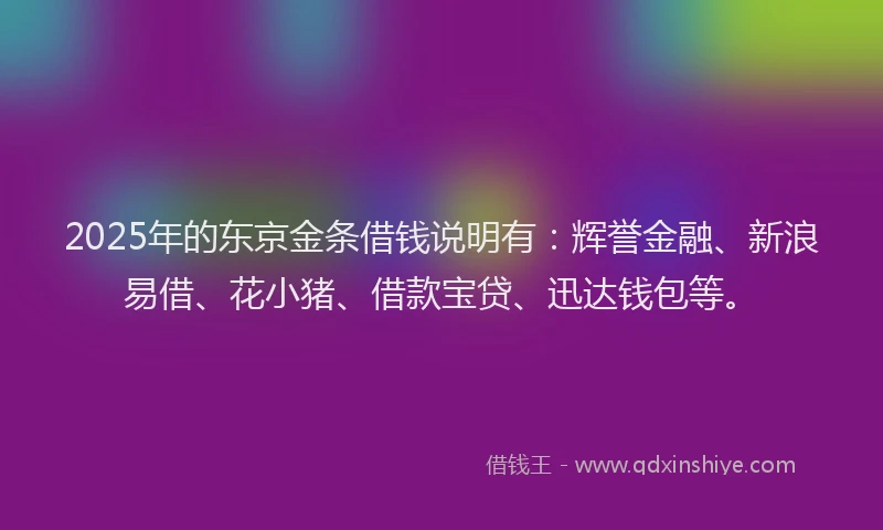 2025年的东京金条借钱说明有：辉誉金融、新浪易借、花小猪、借款宝贷、迅达钱包等。