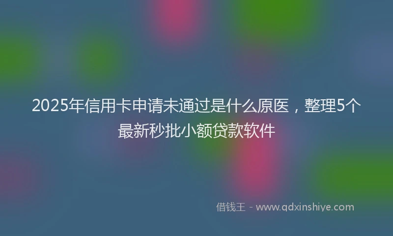 2025年信用卡申请未通过是什么原医，整理5个最新秒批小额贷款软件