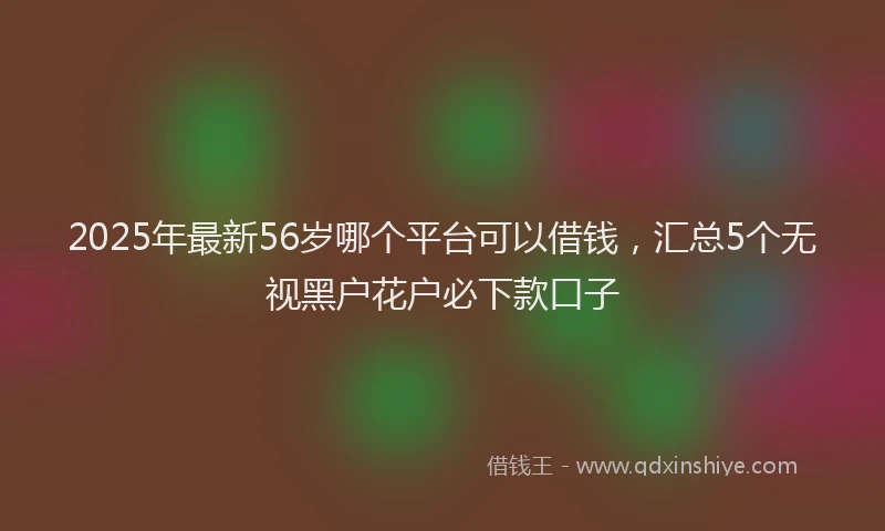 2025年最新56岁哪个平台可以借钱，汇总5个无视黑户花户必下款口子