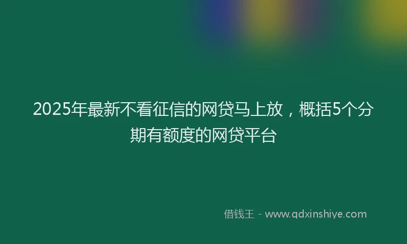 2025年最新不看征信的网贷马上放，概括5个分期有额度的网贷平台