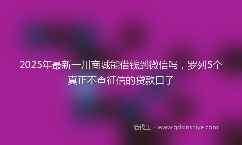 2025年最新一川商城能借钱到微信吗，罗列5个真正不查征信的贷款口子