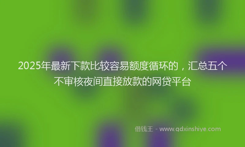 2025年最新下款比较容易额度循环的，汇总五个不审核夜间直接放款的网贷平台