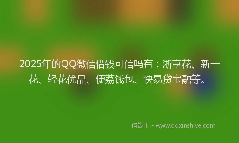 2025年的QQ微信借钱可信吗有：浙享花、新一花、轻花优品、便荔钱包、快易贷宝融等。