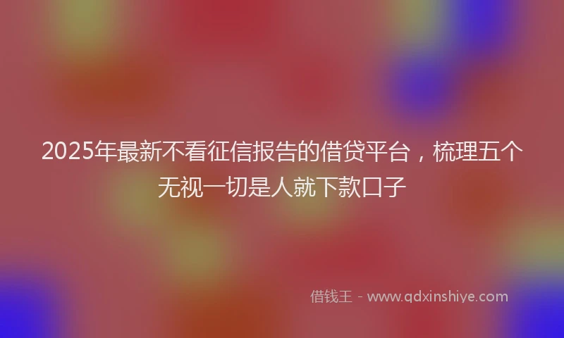 2025年最新不看征信报告的借贷平台，梳理五个无视一切是人就下款口子