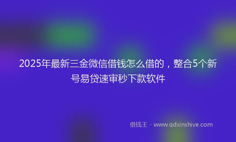 2025年最新三金微信借钱怎么借的，整合5个新号易贷速审秒下款软件