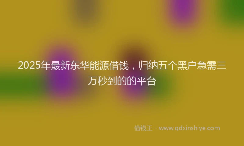 2025年最新东华能源借钱，归纳五个黑户急需三万秒到的的平台