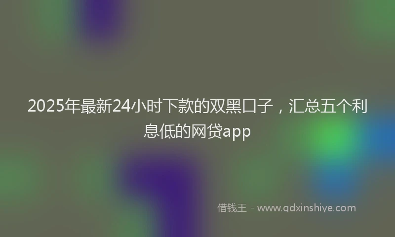 2025年最新24小时下款的双黑口子，汇总五个利息低的网贷app