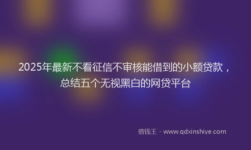 2025年最新不看征信不审核能借到的小额贷款，总结五个无视黑白的网贷平台