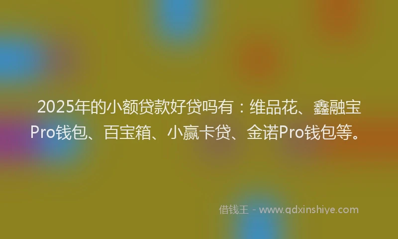 2025年的小额贷款好贷吗有：维品花、鑫融宝Pro钱包、百宝箱、小赢卡贷、金诺Pro钱包等。