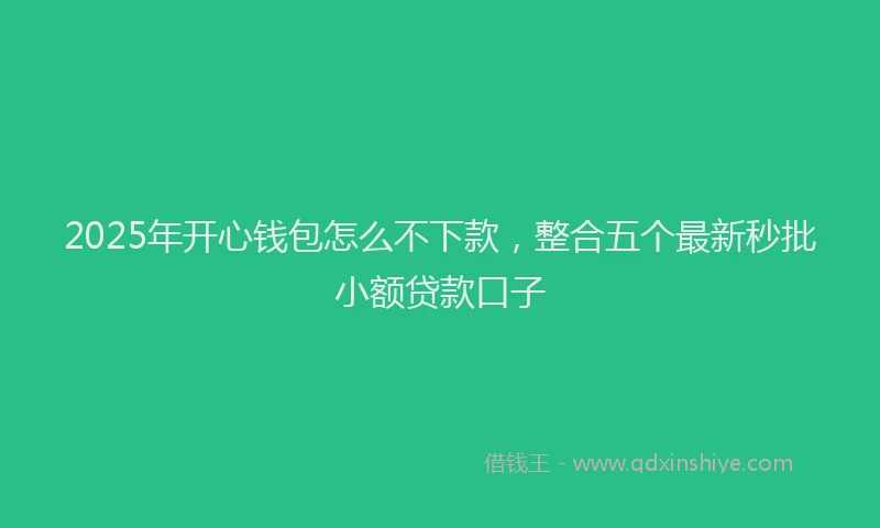 2025年开心钱包怎么不下款，整合五个最新秒批小额贷款口子