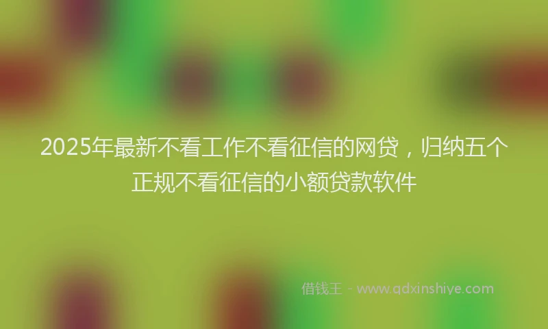2025年最新不看工作不看征信的网贷，归纳五个正规不看征信的小额贷款软件