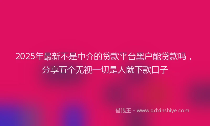 2025年最新不是中介的贷款平台黑户能贷款吗，分享五个无视一切是人就下款口子