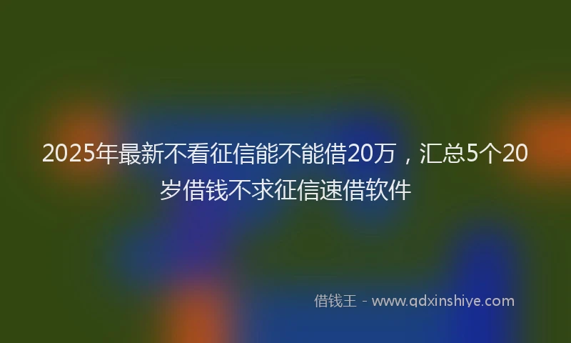 2025年最新不看征信能不能借20万，汇总5个20岁借钱不求征信速借软件