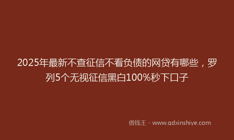 2025年最新不查征信不看负债的网贷有哪些，罗列5个无视征信黑白100%秒下口子