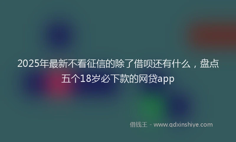 2025年最新不看征信的除了借呗还有什么，盘点五个18岁必下款的网贷app