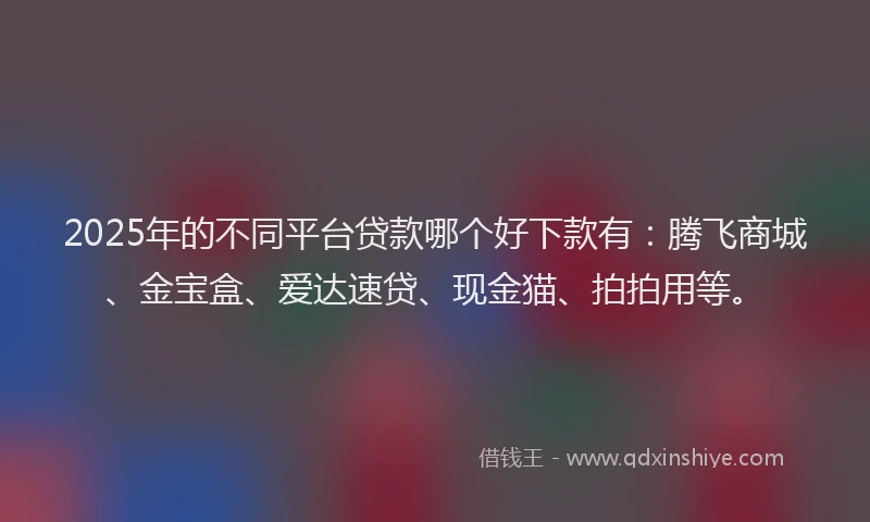 2025年的不同平台贷款哪个好下款有：腾飞商城、金宝盒、爱达速贷、现金猫、拍拍用等。