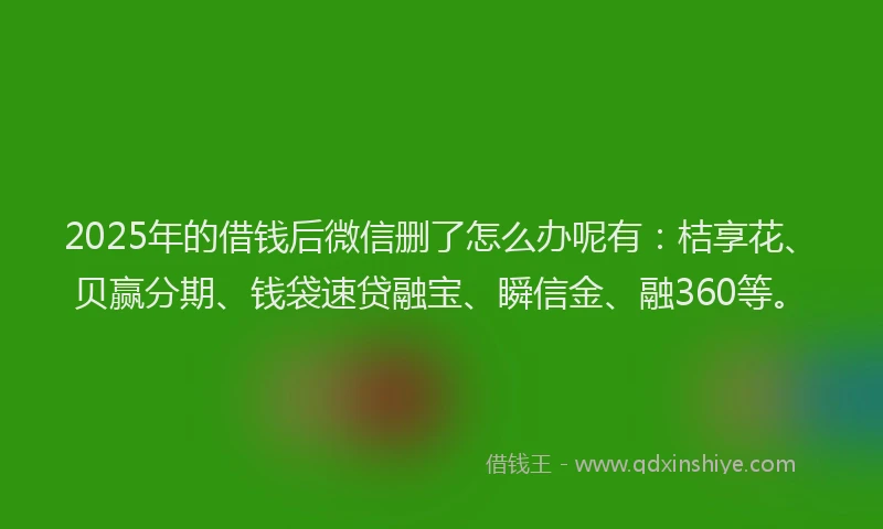 2025年的借钱后微信删了怎么办呢有：桔享花、贝赢分期、钱袋速贷融宝、瞬信金、融360等。
