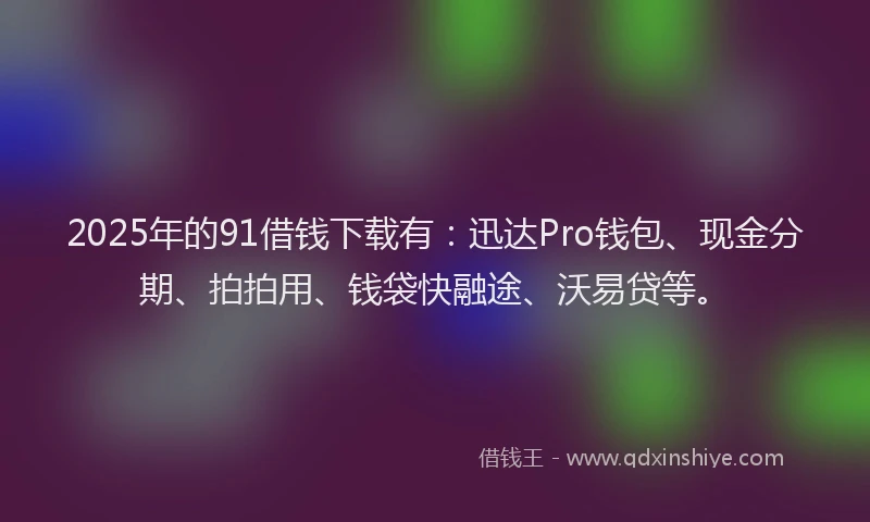 2025年的91借钱下载有：迅达Pro钱包、现金分期、拍拍用、钱袋快融途、沃易贷等。