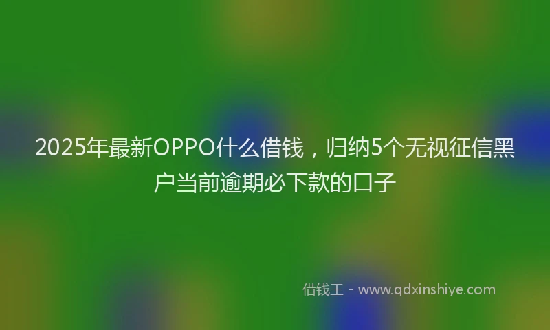 2025年最新OPPO什么借钱，归纳5个无视征信黑户当前逾期必下款的口子