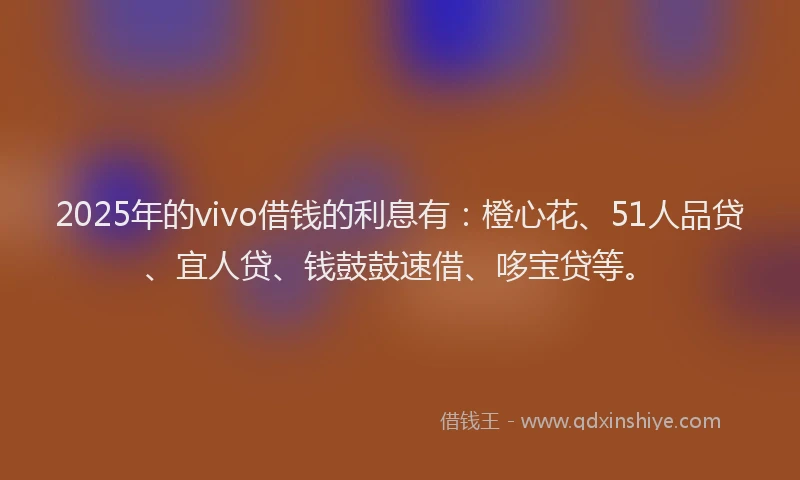 2025年的vivo借钱的利息有：橙心花、51人品贷、宜人贷、钱鼓鼓速借、哆宝贷等。