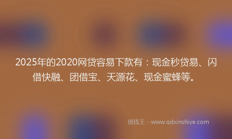 2025年的2020网贷容易下款有：现金秒贷易、闪借快融、团借宝、天源花、现金蜜蜂等。