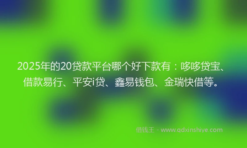 2025年的20贷款平台哪个好下款有：哆哆贷宝、借款易行、平安i贷、鑫易钱包、金瑞快借等。