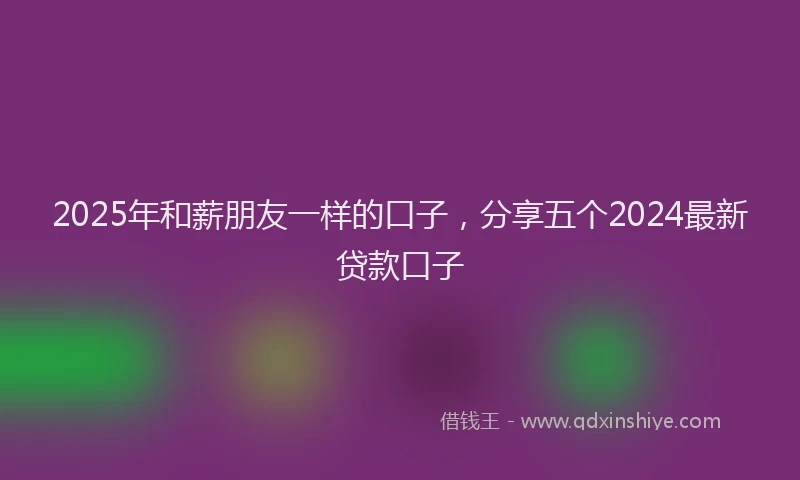 2025年和薪朋友一样的口子，分享五个2024最新贷款口子
