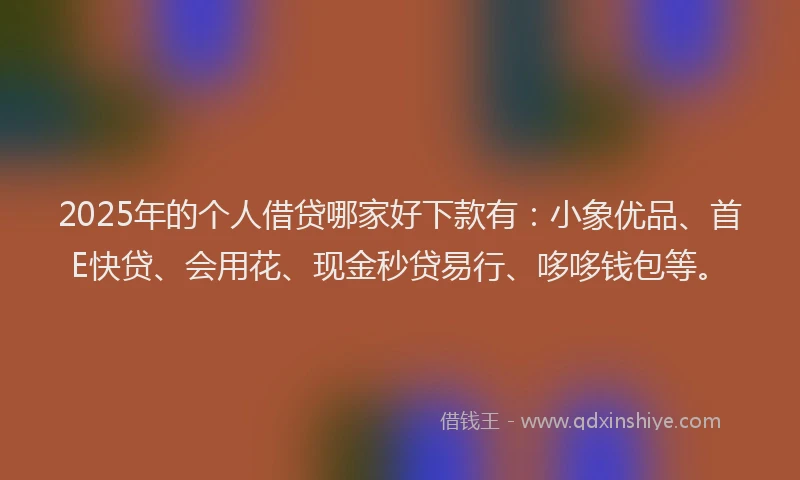 2025年的个人借贷哪家好下款有：小象优品、首E快贷、会用花、现金秒贷易行、哆哆钱包等。
