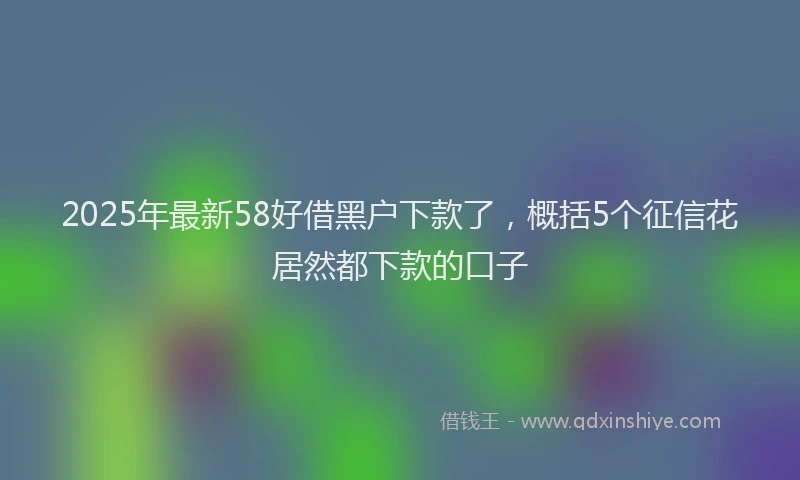 2025年最新58好借黑户下款了，概括5个征信花居然都下款的口子
