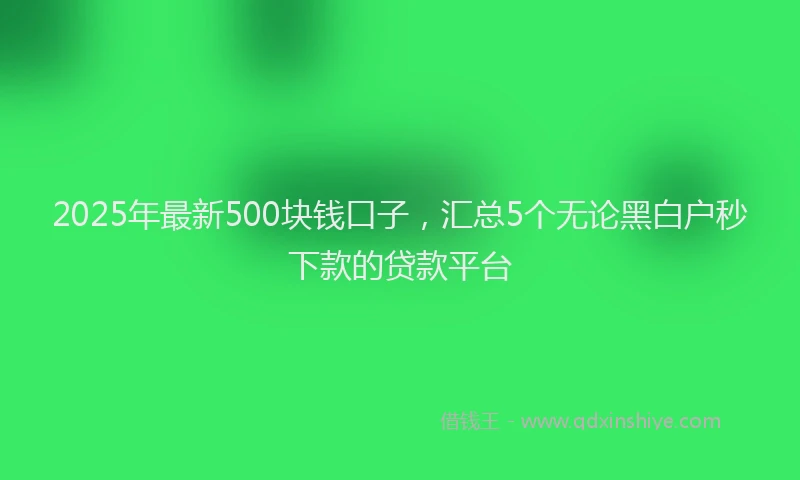 2025年最新500块钱口子，汇总5个无论黑白户秒下款的贷款平台