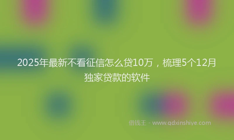 2025年最新不看征信怎么贷10万，梳理5个12月独家贷款的软件