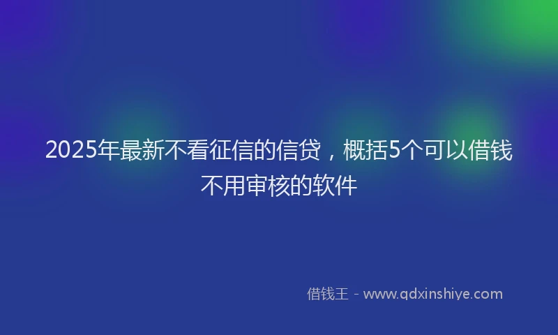 2025年最新不看征信的信贷，概括5个可以借钱不用审核的软件