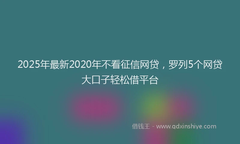 2025年最新2020年不看征信网贷，罗列5个网贷大口子轻松借平台