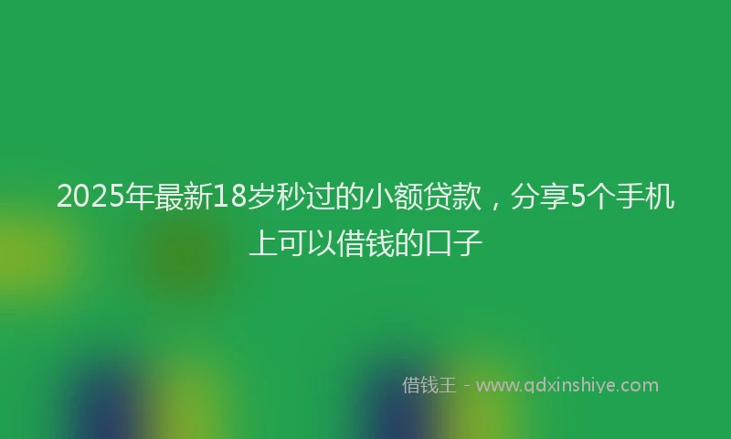 2025年最新18岁秒过的小额贷款，分享5个手机上可以借钱的口子