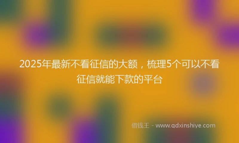 2025年最新不看征信的大额，梳理5个可以不看征信就能下款的平台
