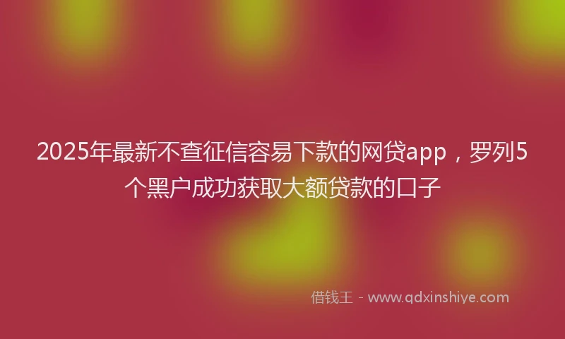 2025年最新不查征信容易下款的网贷app，罗列5个黑户成功获取大额贷款的口子