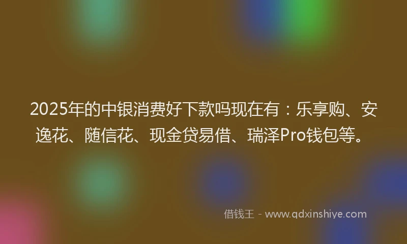 2025年的中银消费好下款吗现在有：乐享购、安逸花、随信花、现金贷易借、瑞泽Pro钱包等。