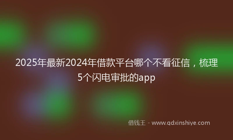 2025年最新2024年借款平台哪个不看征信，梳理5个闪电审批的app